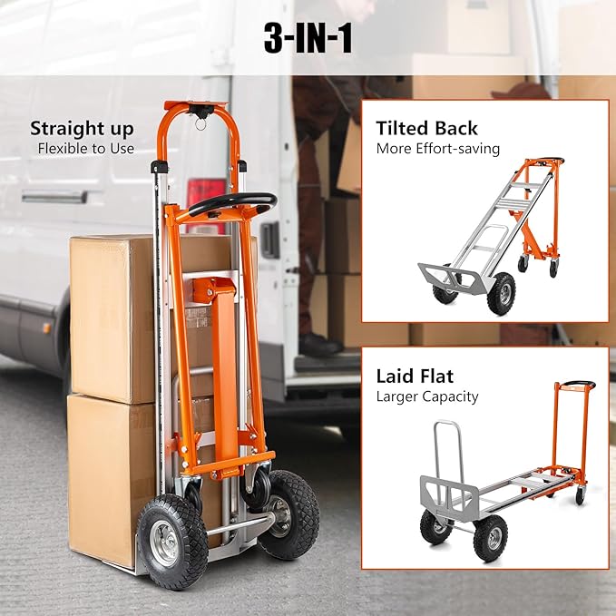 3in1 Convertible Hand Truck, Aluminum Hand Trucks 880 lb Capacity, Utility - Image 2