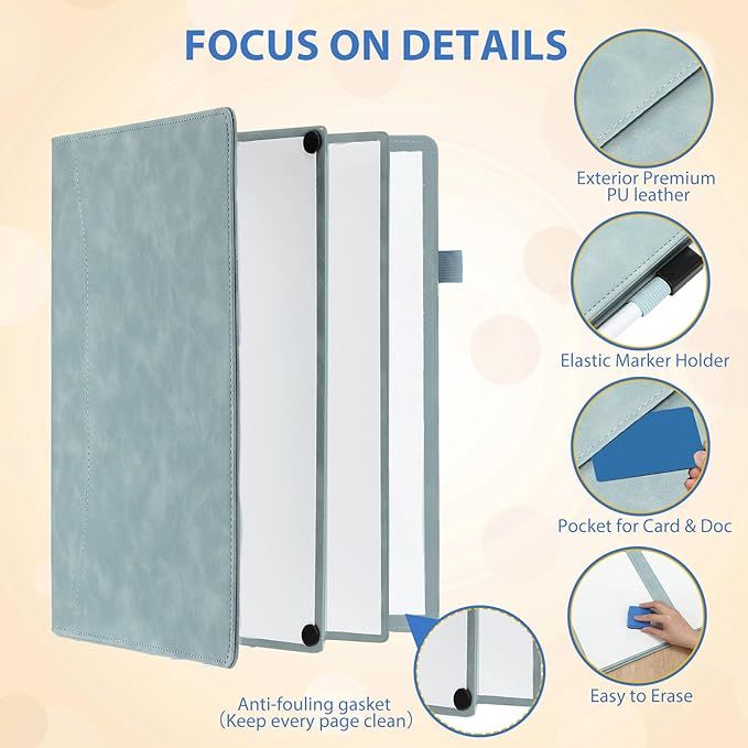 6 Sides Whiteboard Notebook Portable Whiteboard Dry Erase Notebook Portable Dry - Image 3