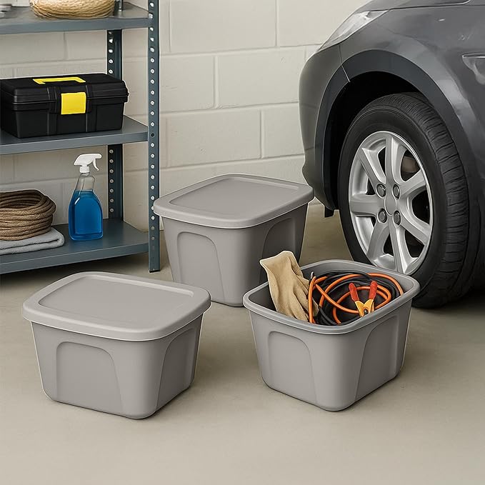 HOMZ 8-Pack Durable Molded Bin, Plastic Storage Containers - Image 8