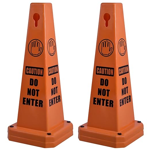 OrangeStar Do Not Enter Cones 4-Pack, 26.5" Large 4-Sided No Entry Message by OrangeStar