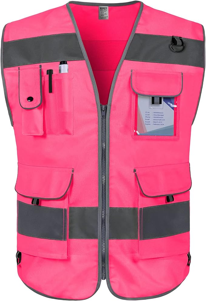 TCCFCCT High Visibility Vest 9 Pockets Hi Vis Reflective Safety Vest by TCCFCCTPROFESSIONALSAFETYSOLUTIONS
