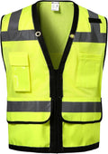 Reflective Safety Vest With Back Plan Pocket, High Visibility Class 2 Heavy by DPSAFETY