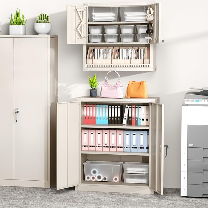 Greenvelly Metal Garage Storage Cabinet, Lockable Metal Cabinets - Image 3