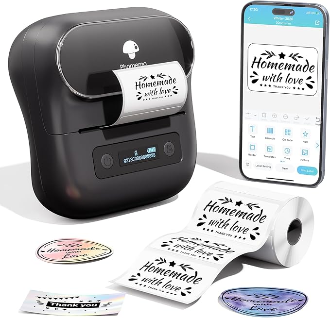 Phomemo Label Maker, M220 Label Printer, 3 Inch Bluetooth Thermal Label Maker by Phomemo