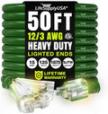 50ft Outdoor/Indoor Extension Cord 3-Outlet 12/3 Gauge Extra Heavy Duty ETL by LifeSupplyUSA