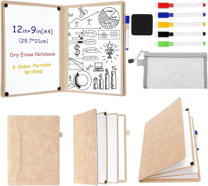 6 Sides Whiteboard Notebook Portable Whiteboard Dry Erase Notebook Portable Dry by Feifeiya