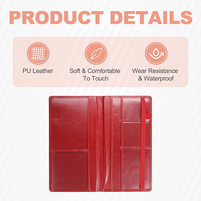 HARFINGTON Car Registration and Insurance Holder 9.45" x 5.04" PU Leather - Image 3
