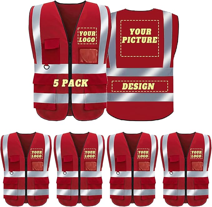 BeautyWill Custom Safety Vest Logo Class 2 High Visibility Reflevtive Vest by BeautyWill