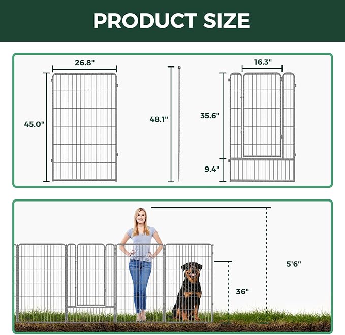 FXW Garden Fence Outdoor for The Yard – 45in x 54.7ft Heavy Duty Metal Animal - Image 2