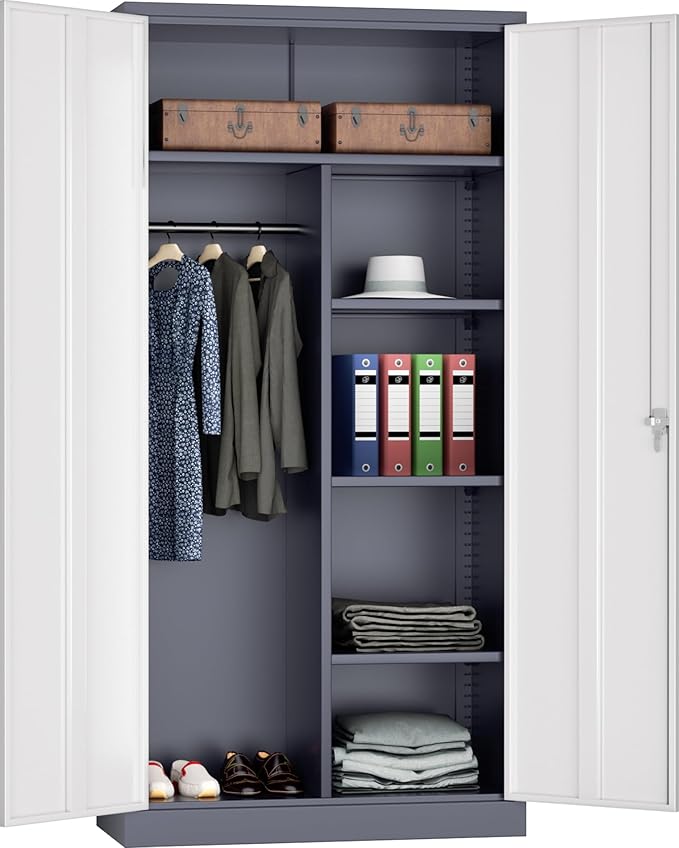 INTERGREAT Metal Wardrobe Closet, 18 "D x 36" W Steel Clothes Storage by INTERGREAT