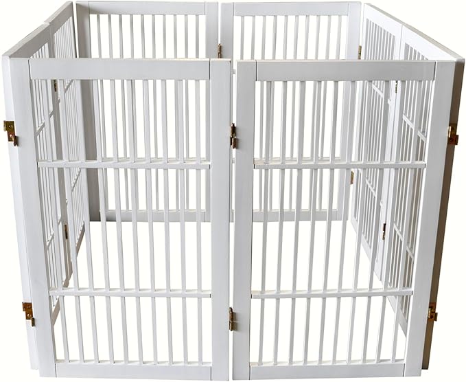 Pet Dog Gate Strong and Durable Freestanding Folding Acacia Hardwood Portable - Image 5