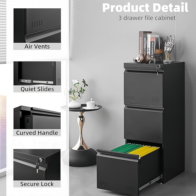 Vertical 3 Drawer File Cabient - Image 4