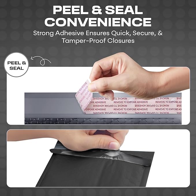 Black 12.5x19.5 Inch Large Poly Bubble Mailers #6 | Padded Envelopes - Image 5
