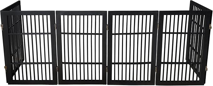 Pet Dog Gate Strong and Durable Freestanding Folding Acacia Hardwood Portable - Image 7