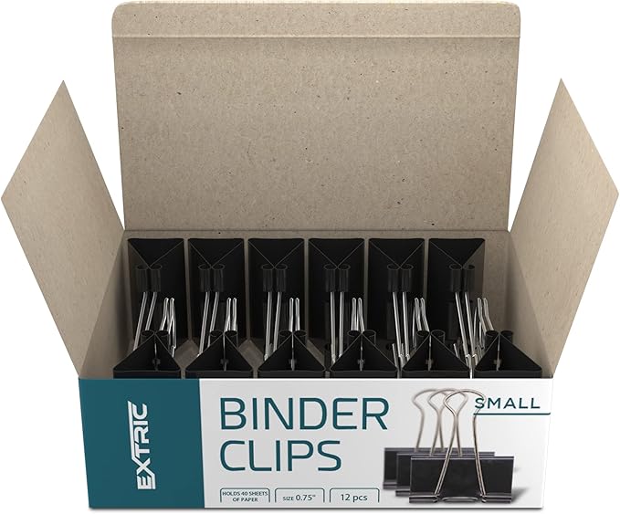 Binder Clips - 60 Pack Small Black Paper Clamps, 0.75 Inch, Holds 40+ Pages - Image 2