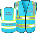 Custom Safety Vest with Logo Pockets High Visibility Reflective Vests by CustomTok