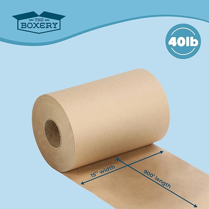 The Boxery Kraft/Brown Kraft Paper Roll, 15” x 10, 800”-40lb. Thickness-Brown - Image 4
