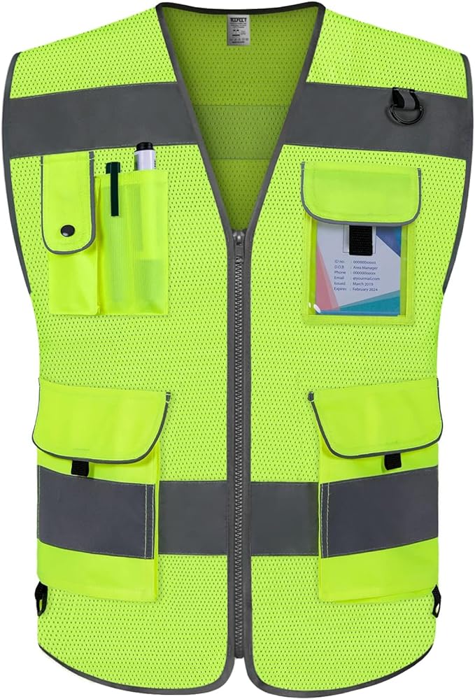 TCCFCCT Mesh Safety Vest 9 Pockets High Visibility Reflective Safety Vest by TCCFCCTPROFESSIONALSAFETYSOLUTIONS