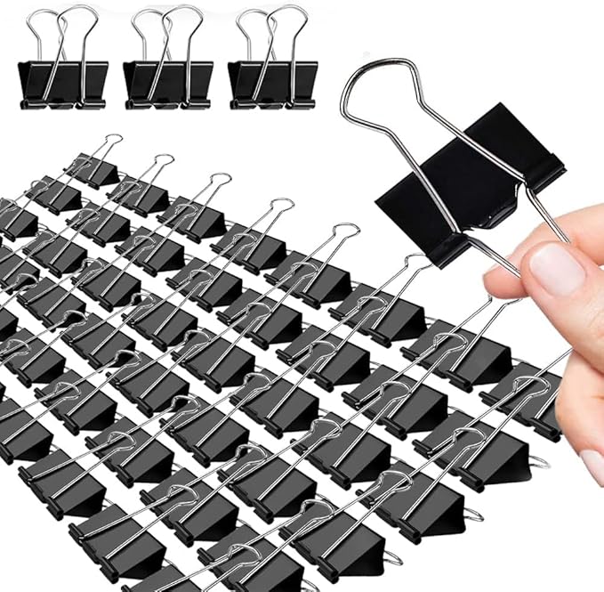 Black Binder Clips, 72 Pack, Non-Standard 41mm, 1.6 Inch, Large Clips, Capacity by Makanu