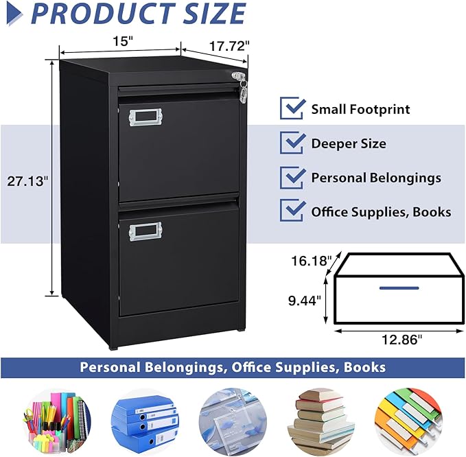 2 Drawer File Cabinet, Filing Cabinets - Image 3