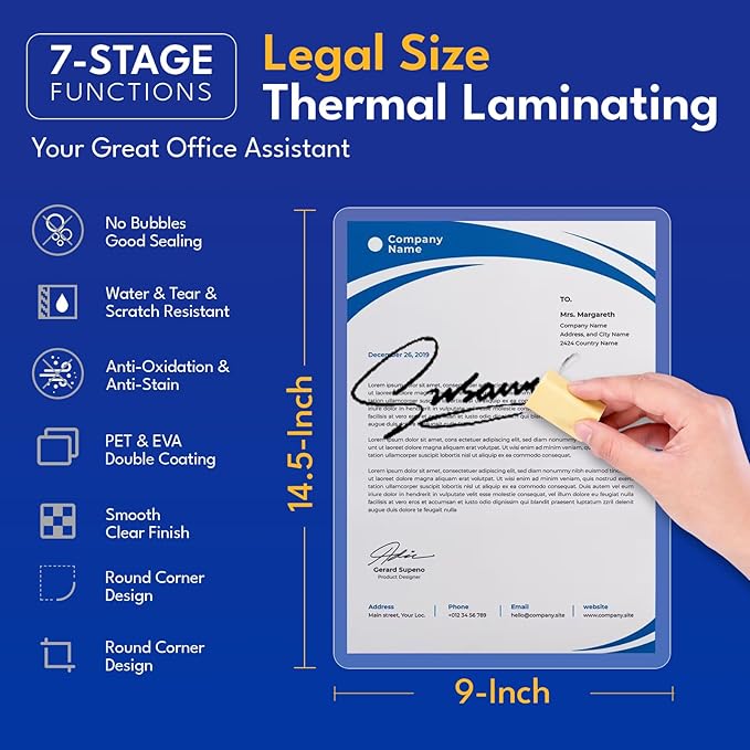 Uinkit 100Pack Legal Size Laminating Pouches, 8.5x14 Inches, 5Mil Thick - Image 2