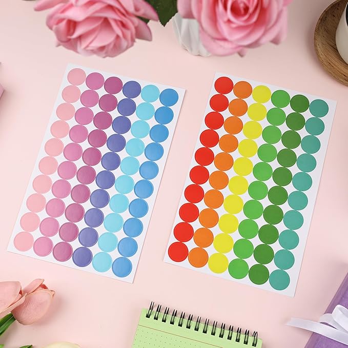 SallyFashion 1440PCS 3/4 inch Colored Round Coding Dot Labels, 8 Color Polka - Image 6