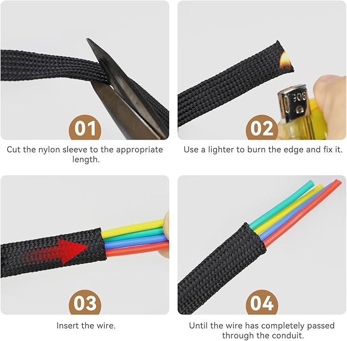 Polyamide Cable Sleeve, 10ft Flexible Expandable Braided Sleeving, Cable - Image 7