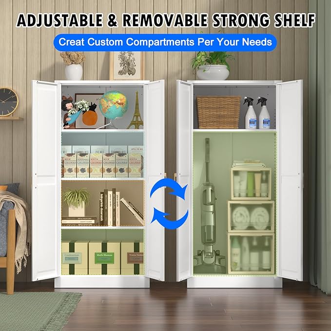 Kitchen Pantry Cabinet, 60 Inch Tall Pantry Storage Cabinet - Image 8