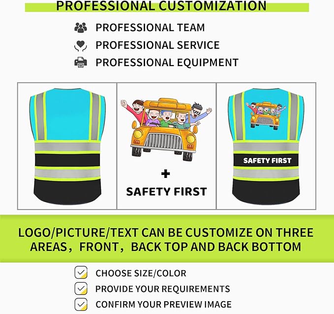 BeautyWill Custom Logo Safety Vest Class 2 High Visibility Reflective Vest - Image 4