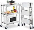 Upgraded Superior Foldable Stainless Steel Utility Cart, 300 LBS Heavy by ACONEE
