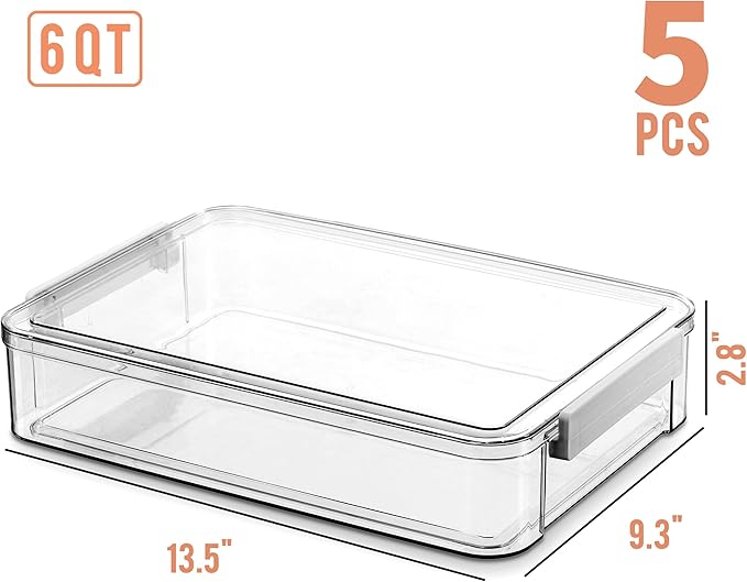 Citylife 5 PCS 6 Qt Plastic Storage Bins - Image 4
