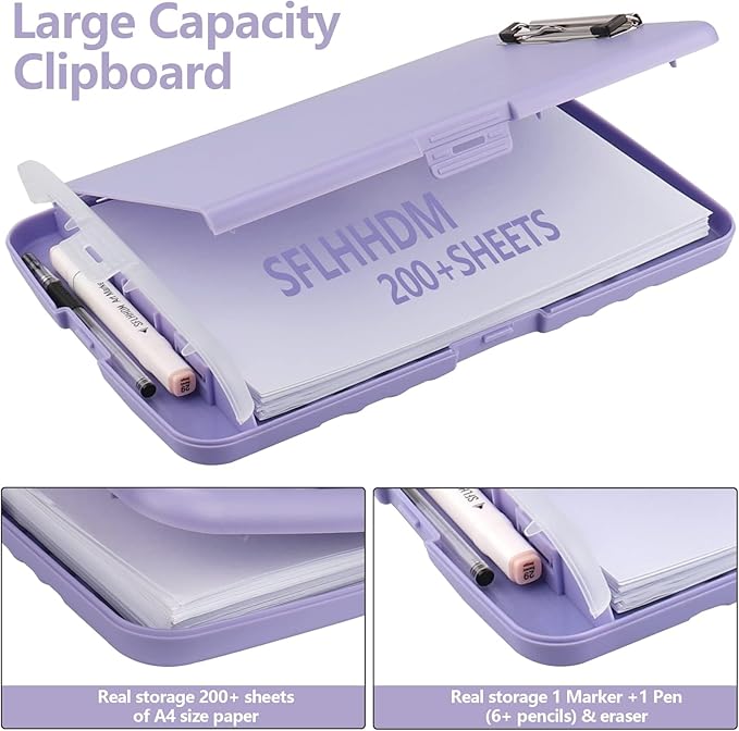 SFLHHDM Clipboard with Storage, Clip Boards 8.5x11, Plastic Clipboard with Pen - Image 2