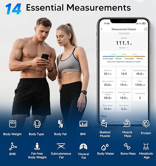 GE Smart Scale for Body Weight BMI Fat Muscle Mass - Image 3