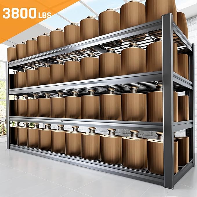 77" W Storage Shelves Heavy Duty Garage Shelving, Metal Kitchen Shelving Unit - Image 3