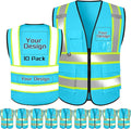 Custom Safety Vest with Logo Pockets High Visibility Reflective Vests by CustomTok