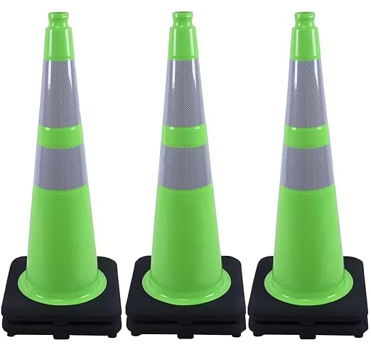 BESEA 6Pack 28" inch Traffic Cones Green Safety Cones by BeSea