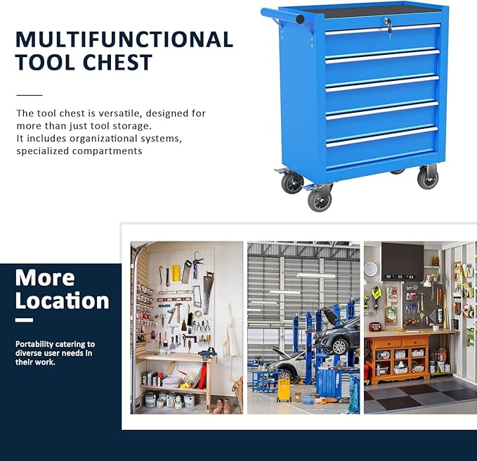 5-Drawer Metal Rolling Tool Chest - Image 6
