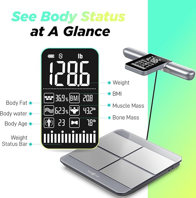 RunStar Scale for Body Weight and Fat Percentage, 8-Electrodes Precision - Image 2