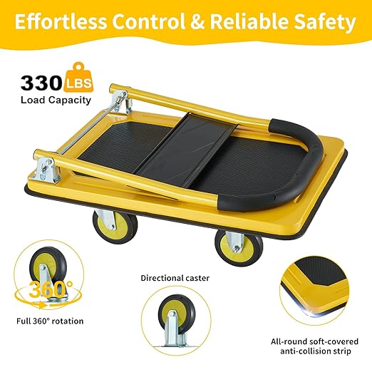 Foldable Push Cart Dolly, Heavy Duty Flat Bed Cart - Image 3