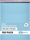 Light Blue 12.5x19.5 Inch Large Poly Bubble Mailers #6 | Padded Envelopes by MAILERVIEW