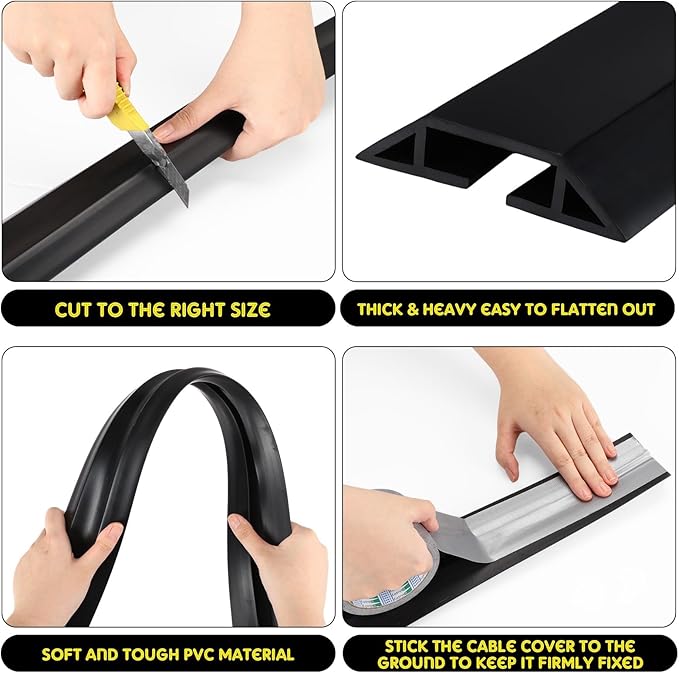 Pangda 20 FT Floor Cable Cover Heavy Duty Cord Cover Protector Power Cable - Image 3