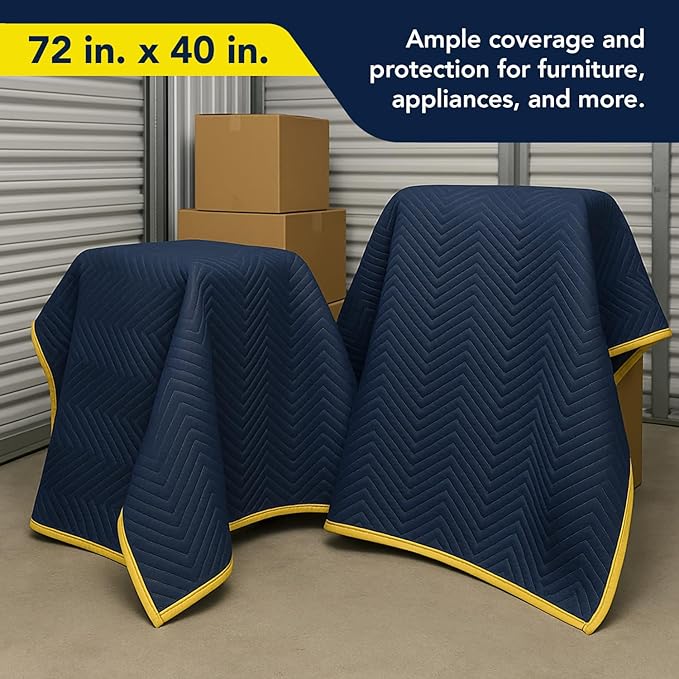 Moving Blankets 72" x 40" Quilted Heavy Duty Furniture Pads Packing Blankets - Image 2