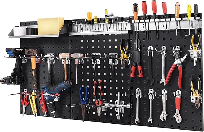 Goplus Garage Pegboard, Metal Pegboard Tool Organizer Kit by Goplus