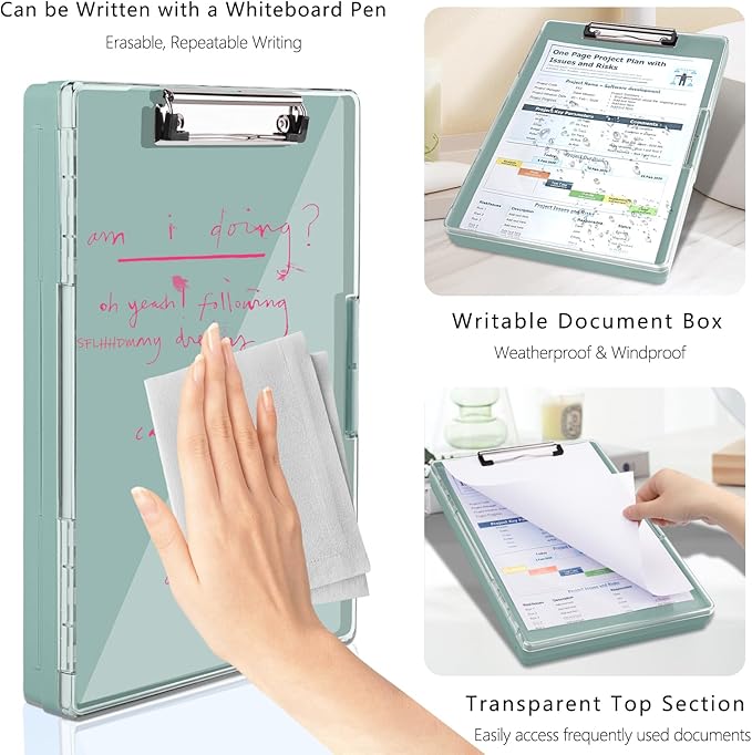 Clipboard with Storage, Heavy Duty Clip Boards 8.5x11 with 2 Storage Case - Image 4