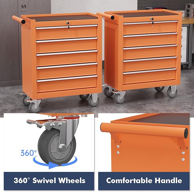 5-Drawer Tool Chest, Rolling Tool Cart - Image 5