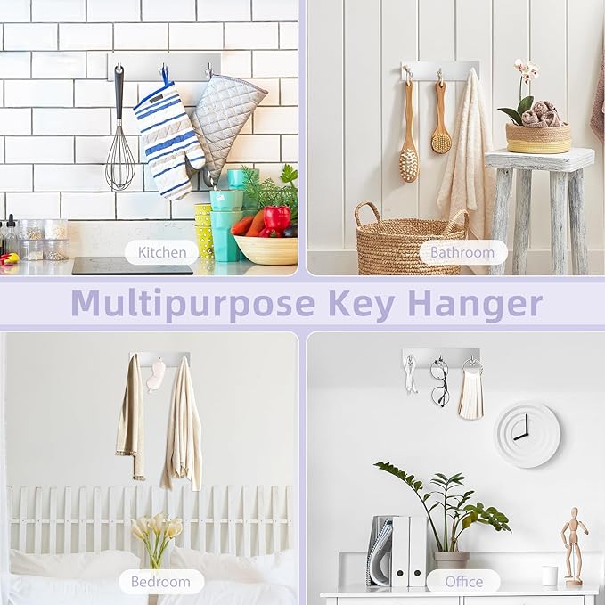 VIS'V Key Holder Wall Mount, Small Metal Self Adhesive Key Hanger - Image 6