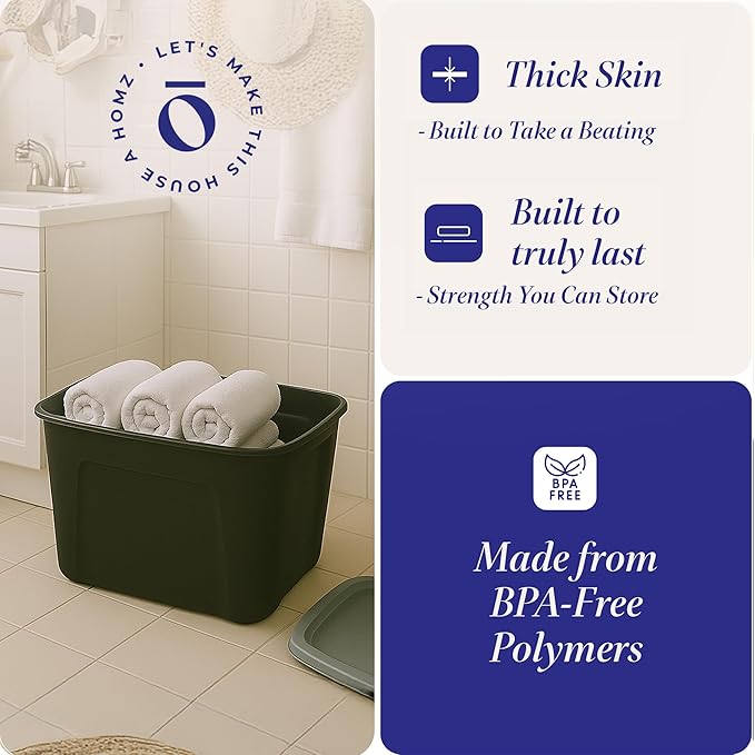 HOMZ Durable Molded Bin, Plastic Storage Container - Image 3