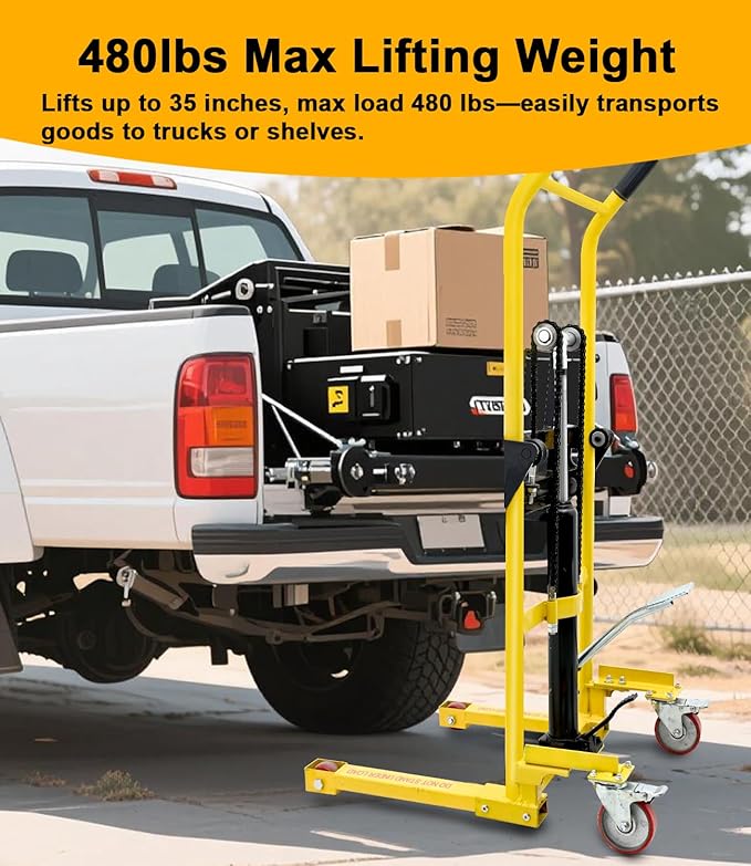 Foldable Hydraulic Material Lift, Pallet Jack Table Cart- 480-Lb. Capacity - Image 2