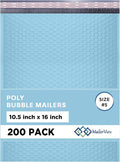 Light Blue 10.5x16 Inch Large Poly Bubble Mailers #5 | Padded Envelopes by MAILERVIEW
