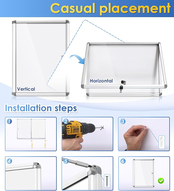 SWANCROWN Enclosed Bulletin Board Dry Erase Noticeboard Lockable Display Boards - Image 5